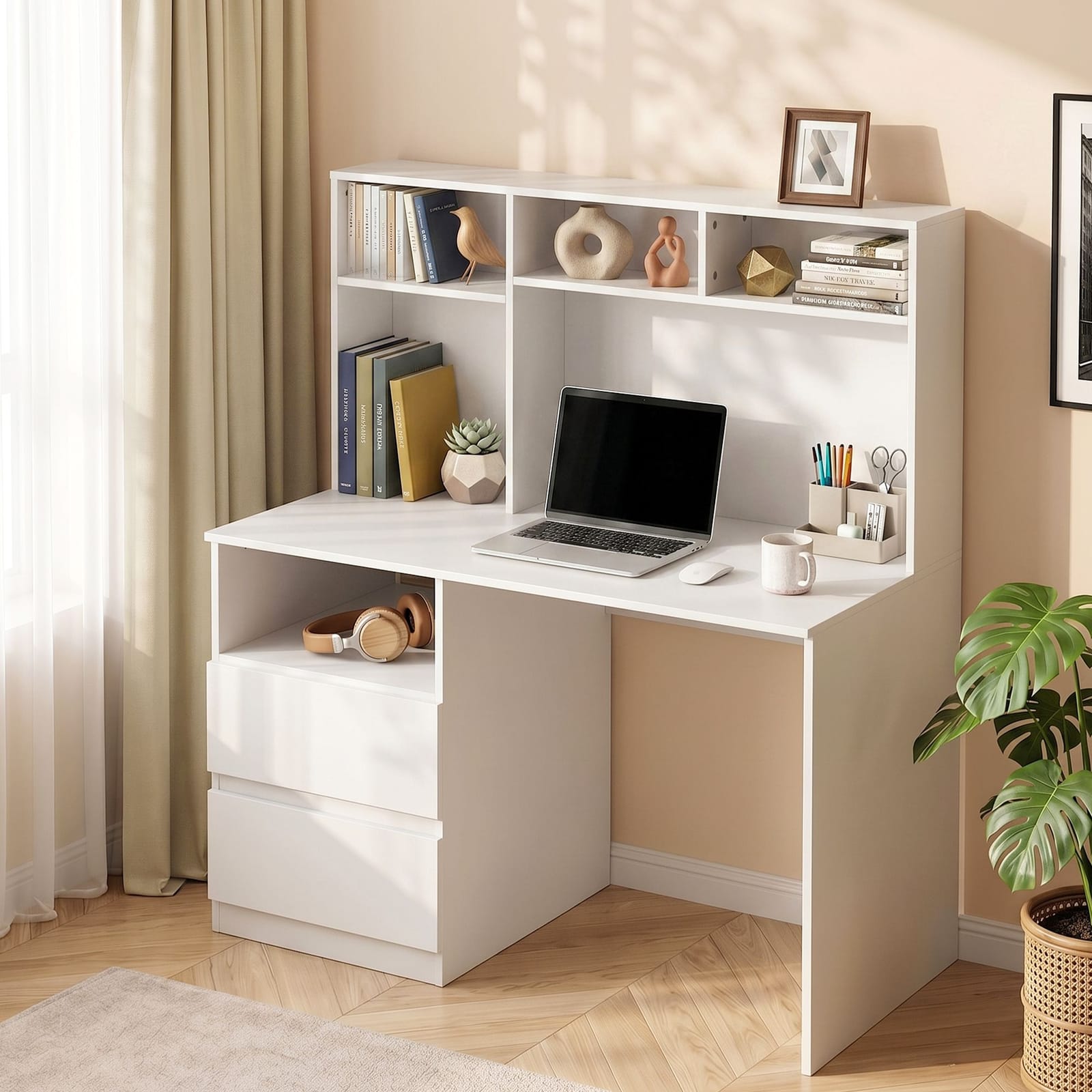 Computer Desk White Office 120x60x133.5cm