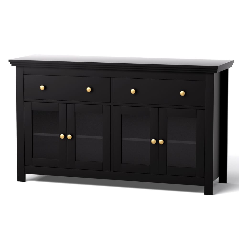Black Buffet Storage Cabinet 130x40x75cm