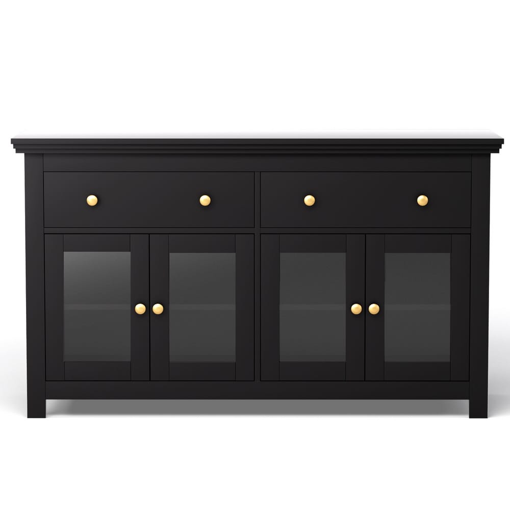 Black Buffet Storage Cabinet 130x40x75cm