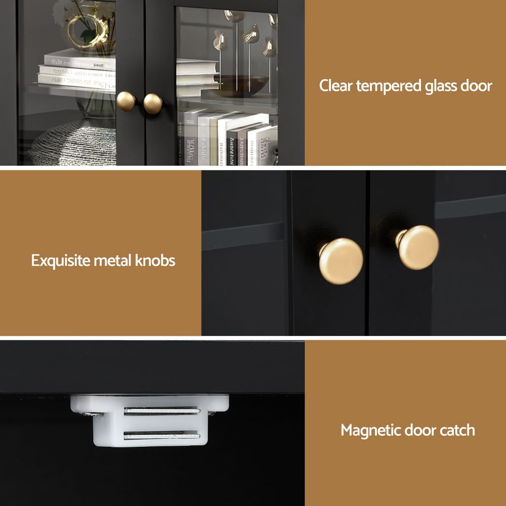 Black Buffet Storage Cabinet 130x40x75cm