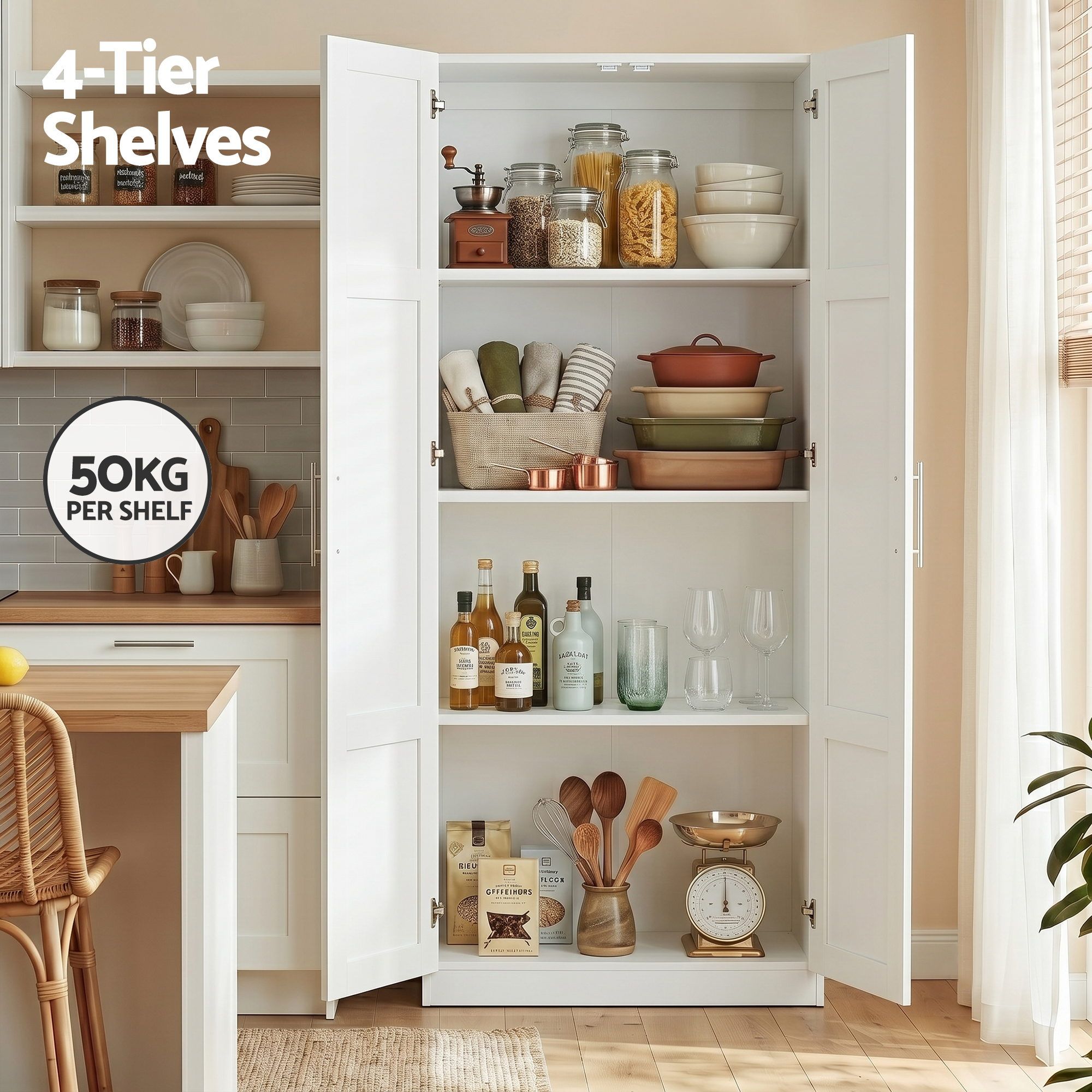 Buffet Sideboard Cabinet Set of 2 White | Simpledeals