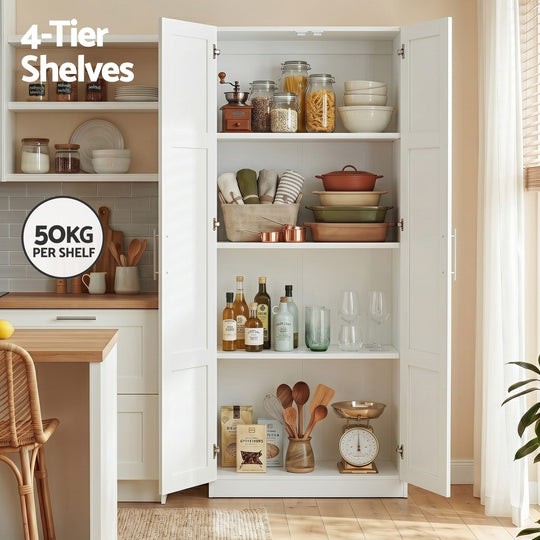 Buffet Sideboard Cabinet Set of 2 White, White colour