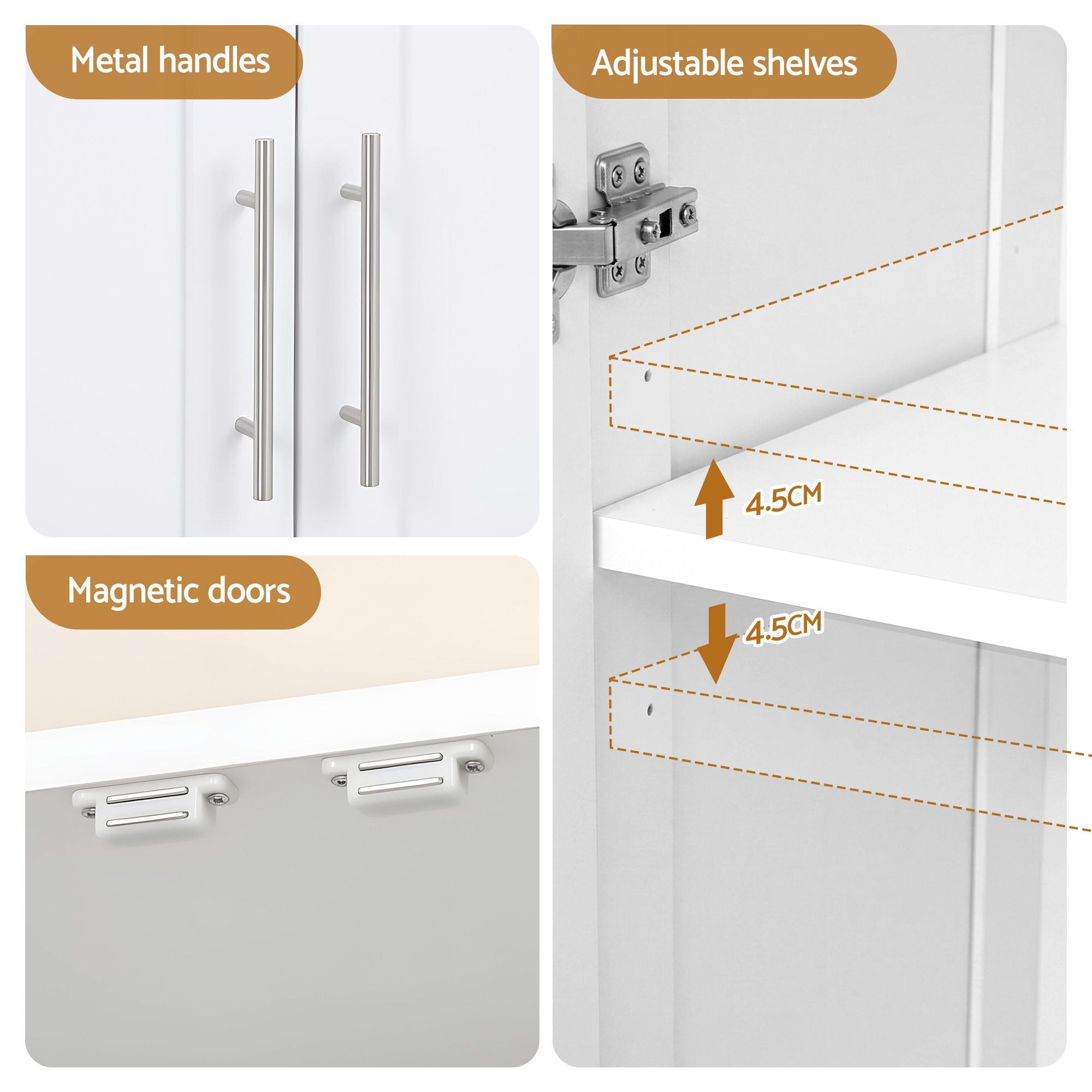 Buffet Sideboard Cabinet Set of 2 White | Simpledeals