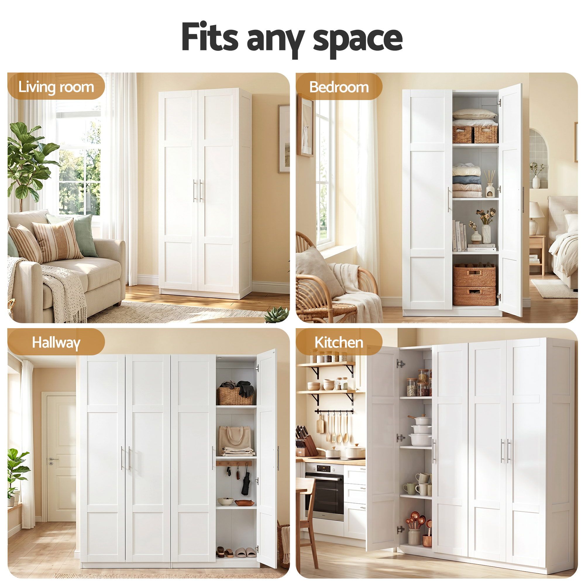 Buffet Sideboard Cabinet Set of 2 White | Simpledeals