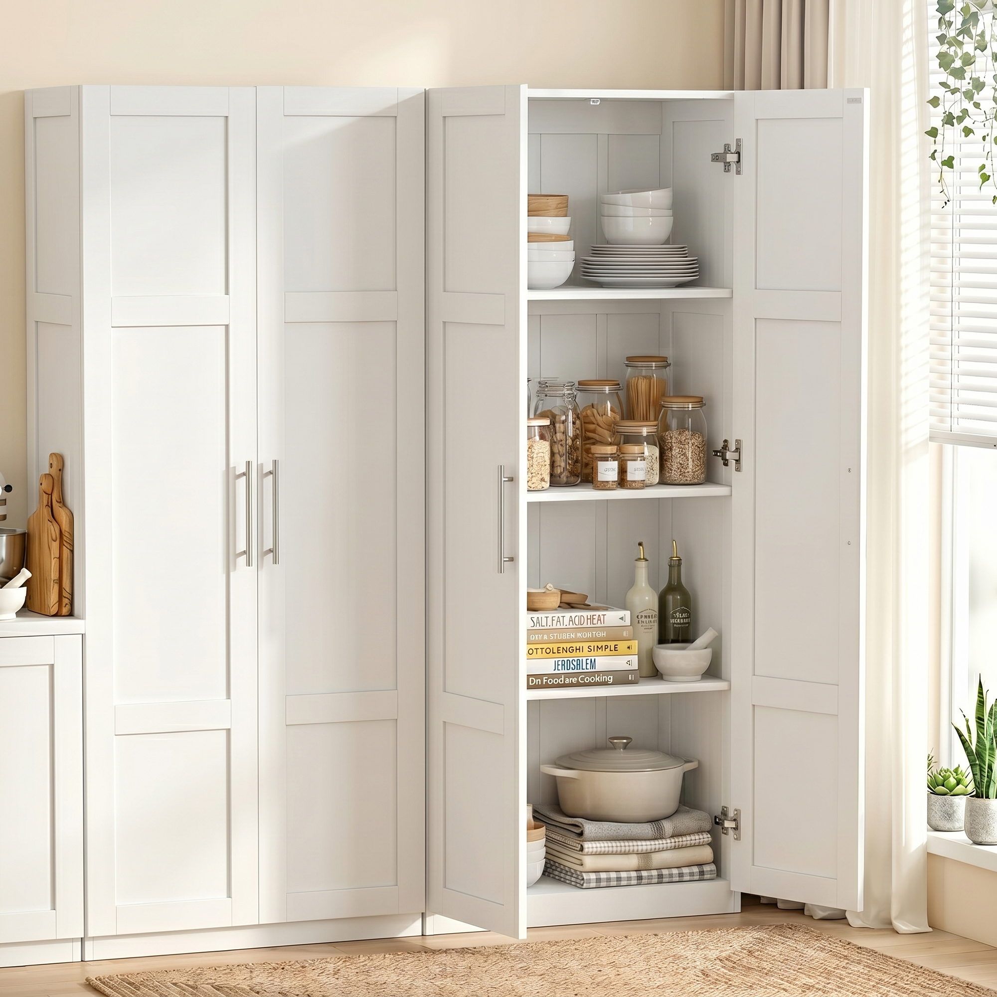 Buffet Sideboard Cabinet Set of 2 White | Simpledeals