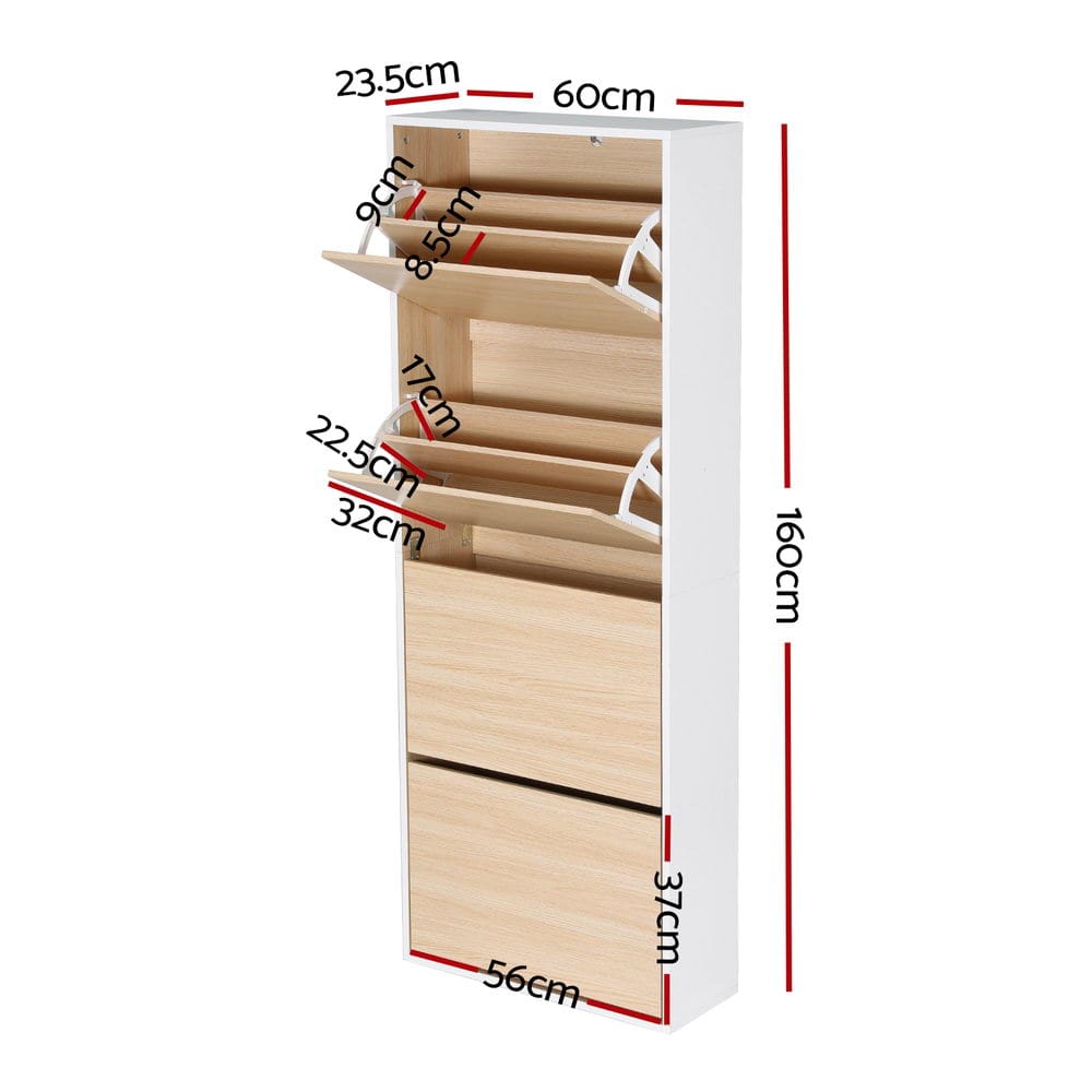 Shoe Rack Cabinet Adjustable 60x23.5x160cm