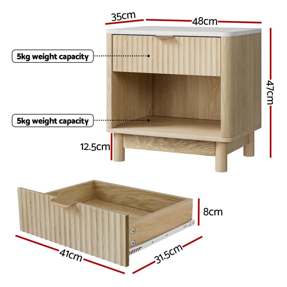 Bedside Table Nightstand Drawer 48x35x47cm