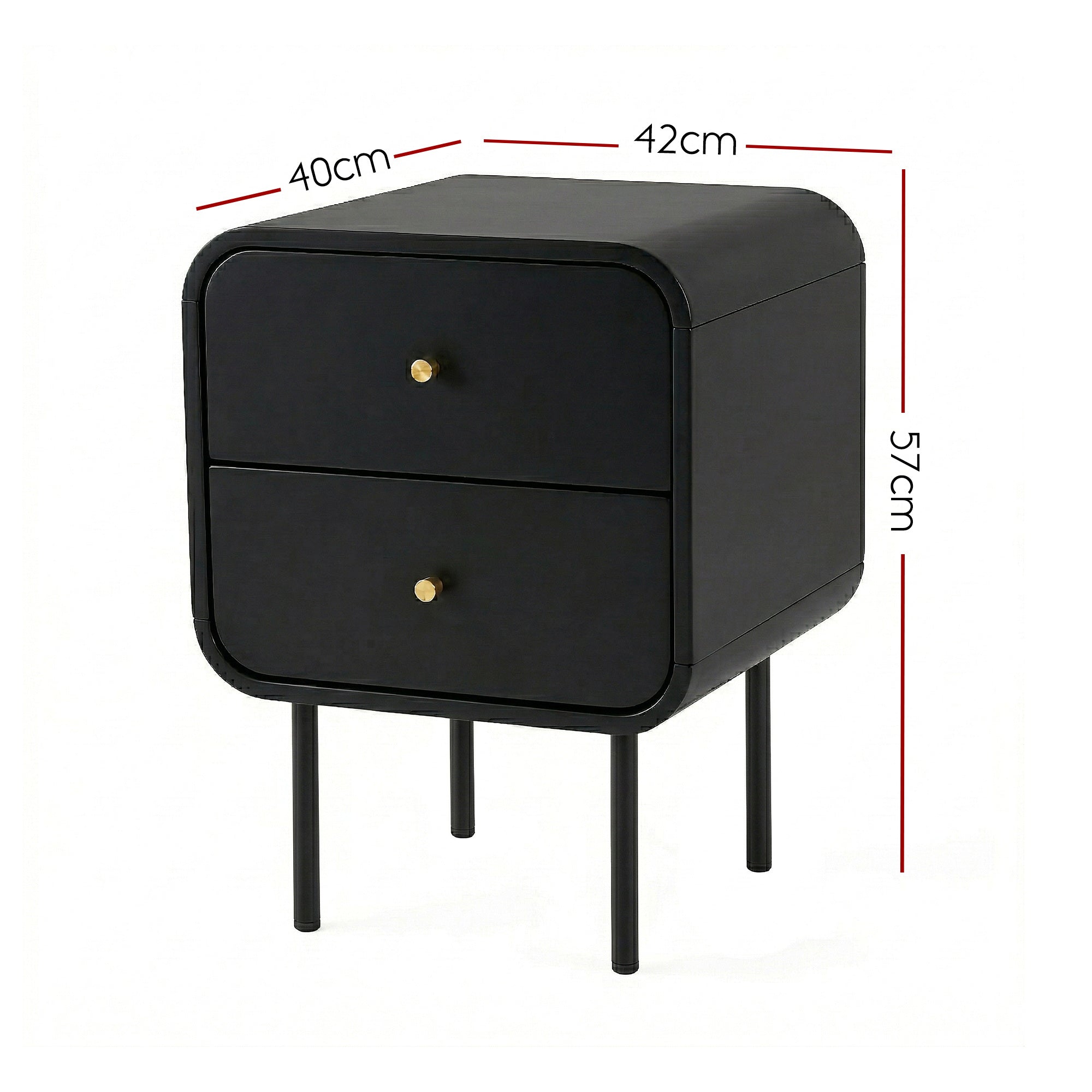 Artiss Bedside Table 2 Drawers Nightstand Black | Simpledeals