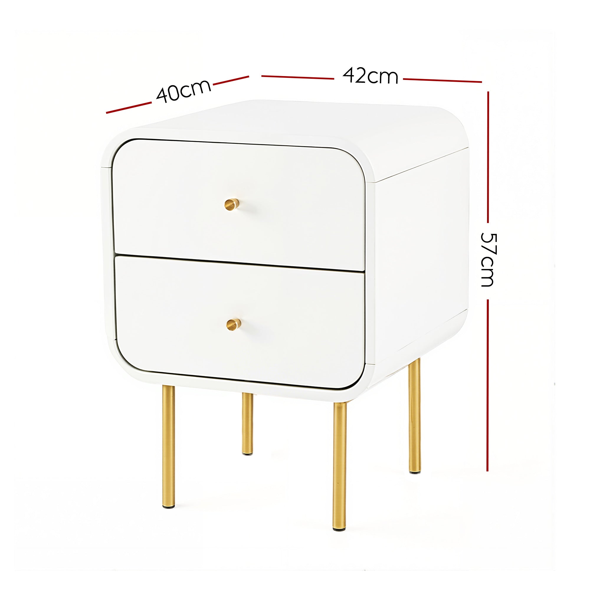 Artiss Bedside Table 2 Drawers Nightstand White | Simpledeals