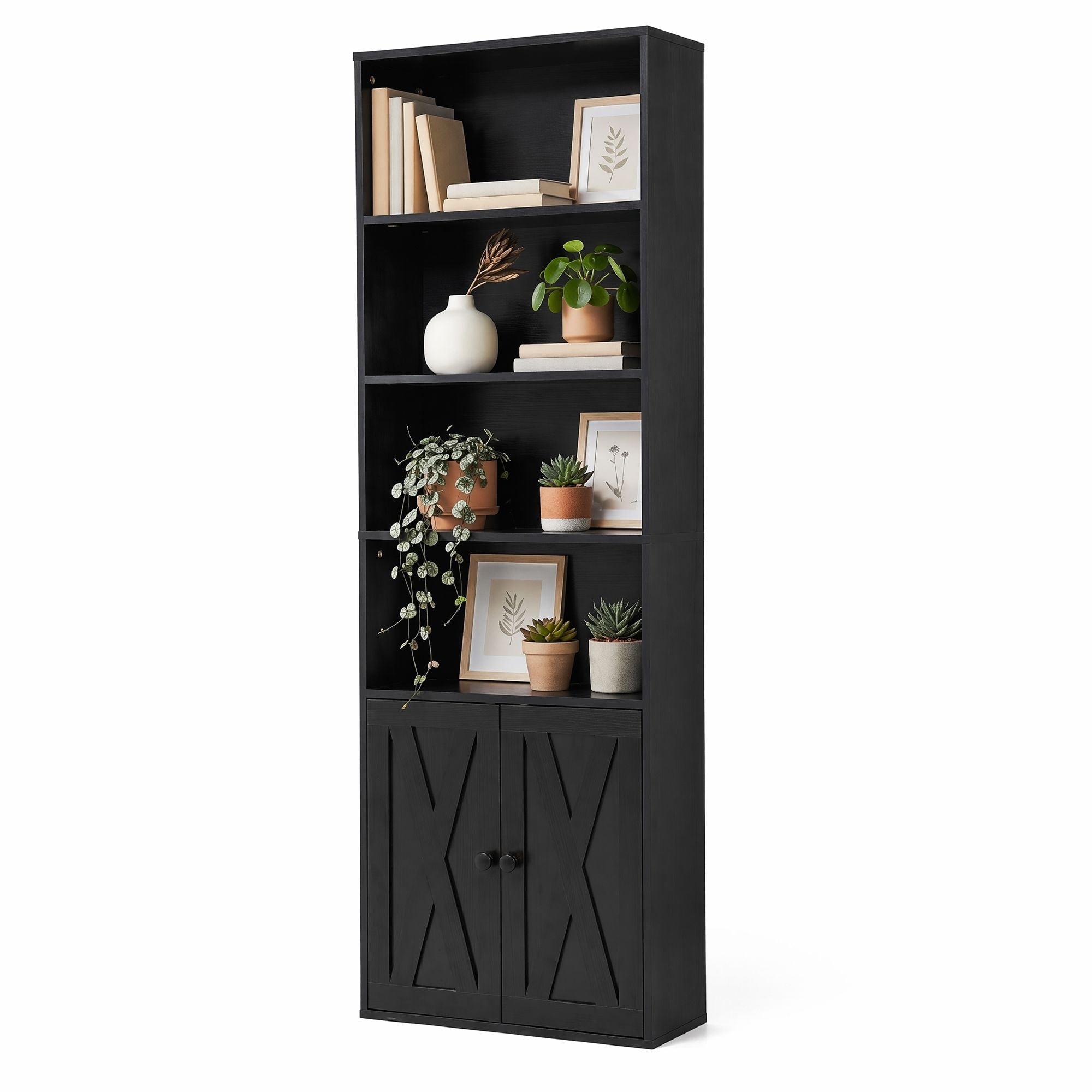 6-Tier Bookshelf Display Cabinet Black | Simpledeals