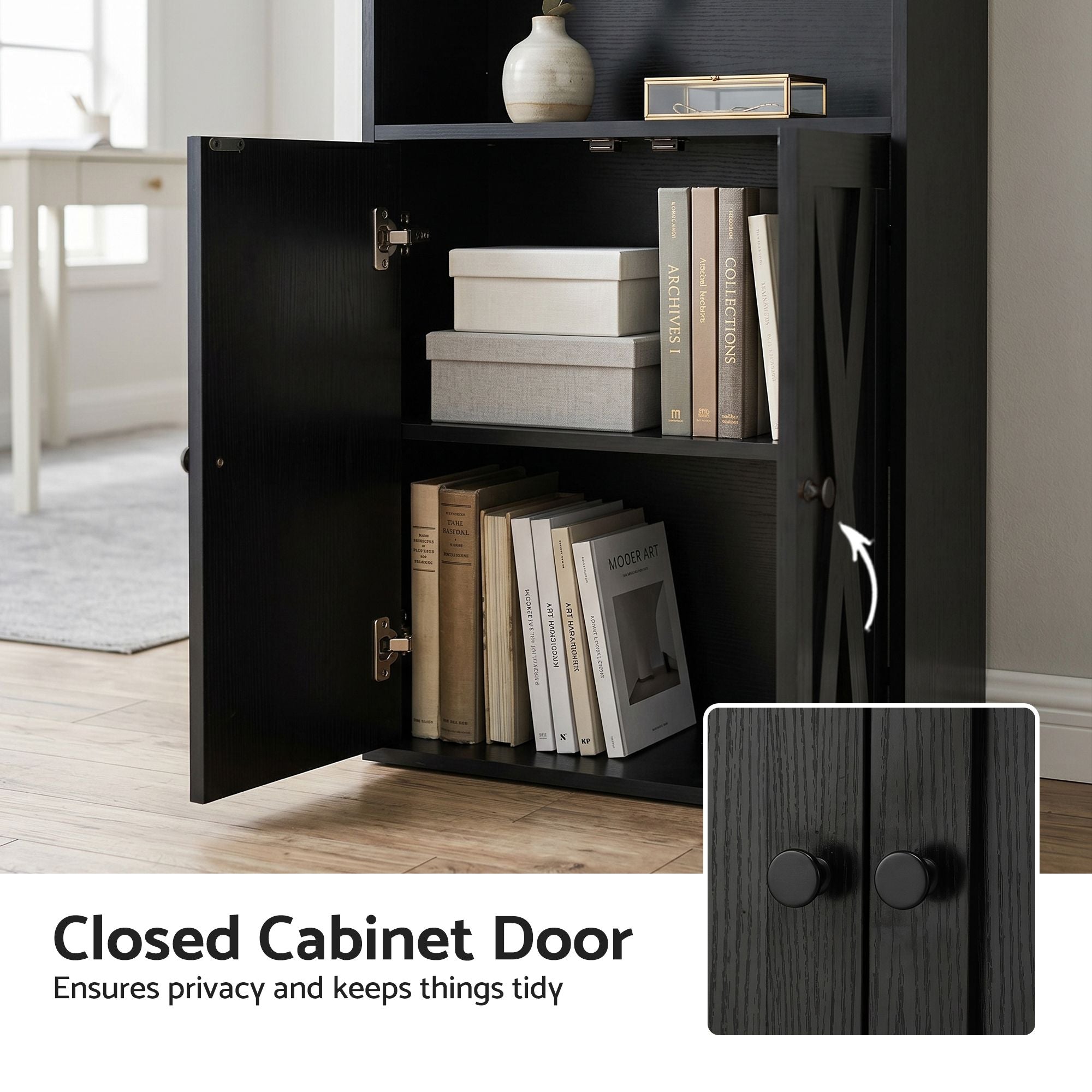6-Tier Bookshelf Display Cabinet Black | Simpledeals