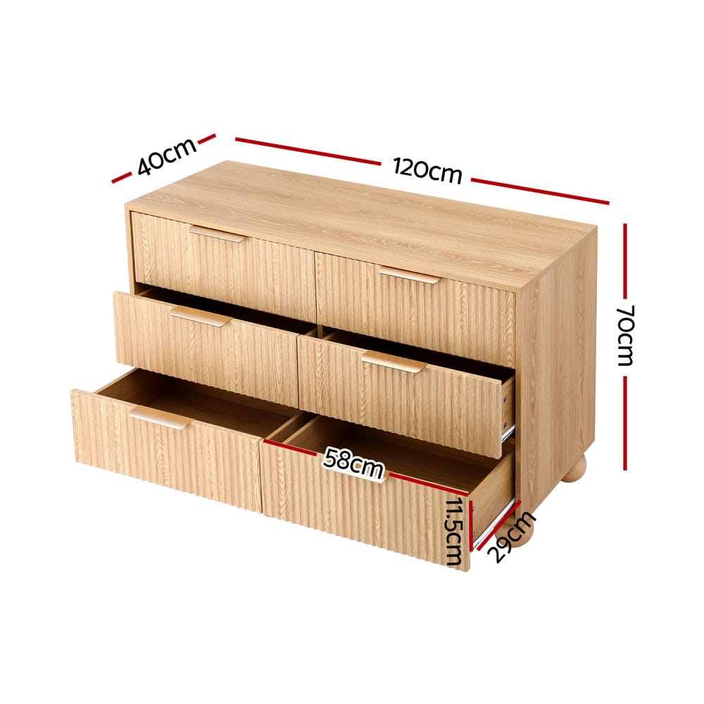 Tallboy Dresser Storage Pine 120x40x70cm