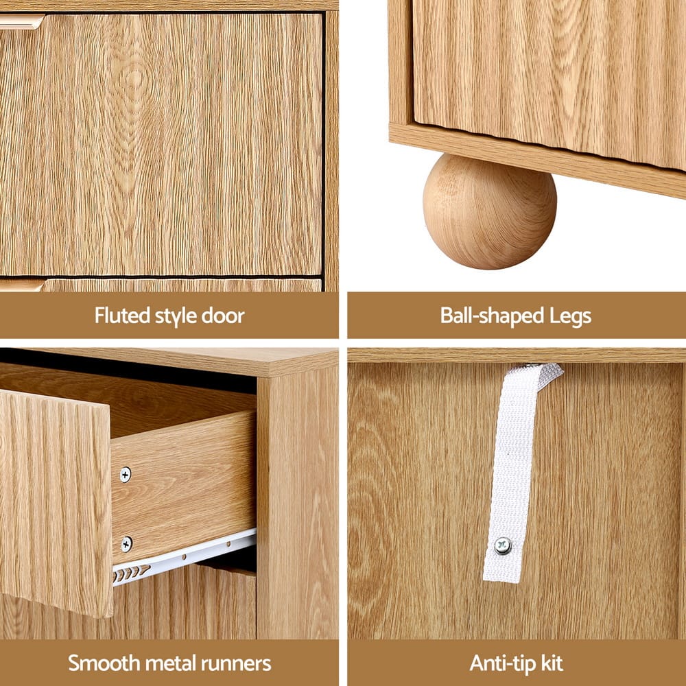 Tallboy Dresser Storage Pine 120x40x70cm