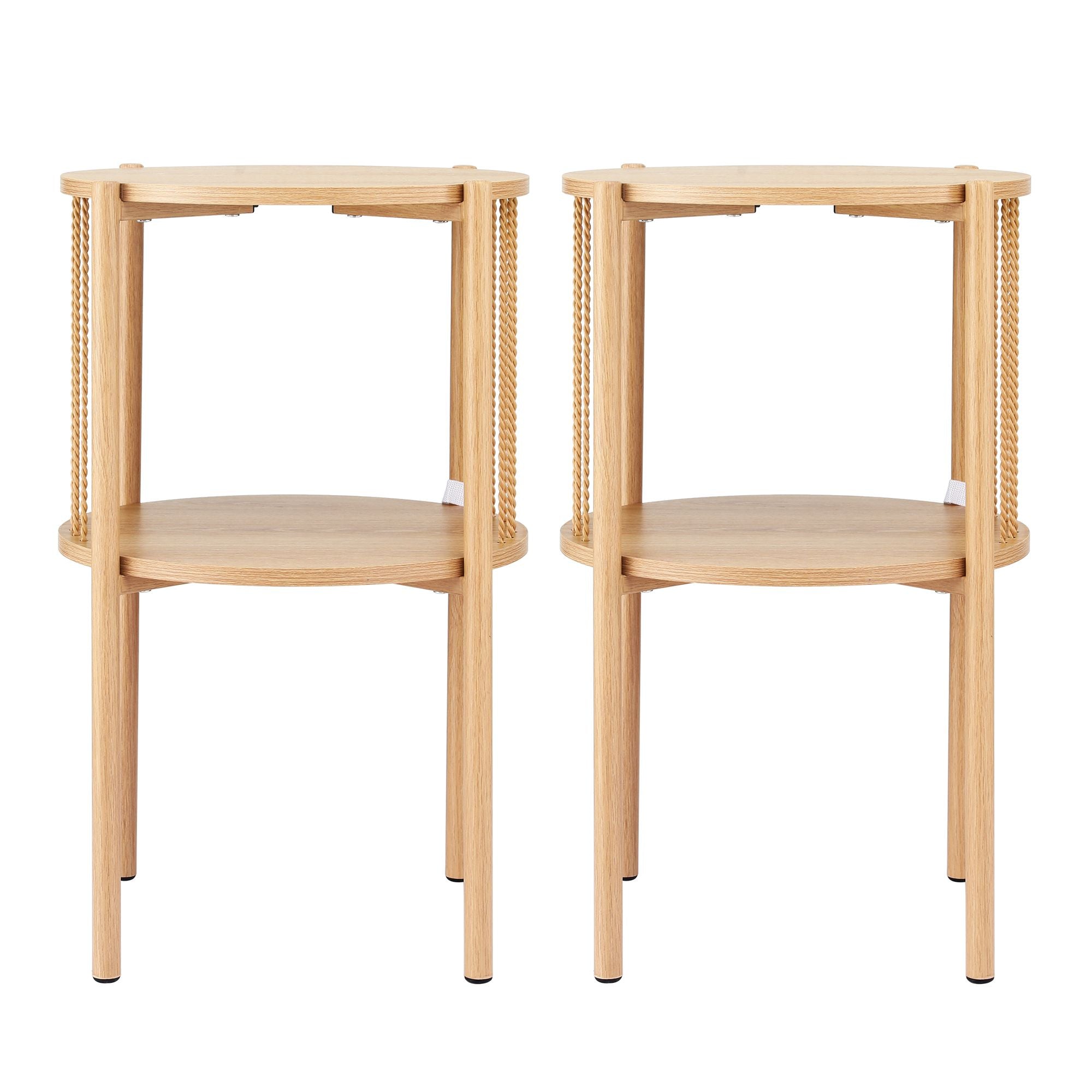 Artiss Round End Tables Set of 2 Boho Timber | Simpledeals