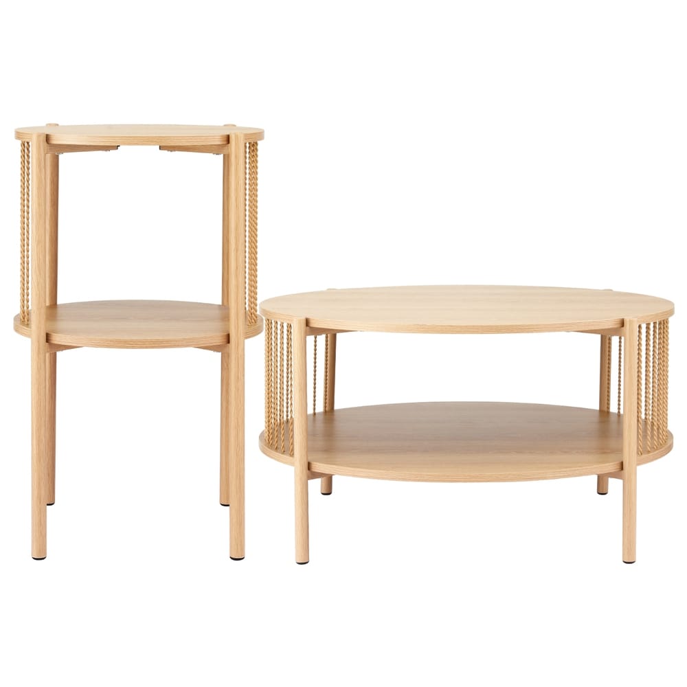 Round Wood 2-Tier Coffee Table 74x74x41cm
