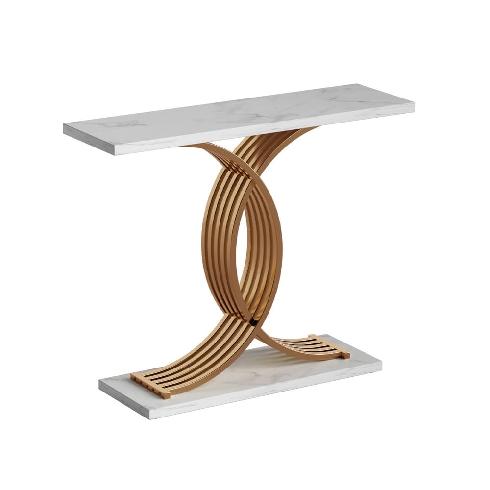 Console Table Marble White Gold 100x30x81cm