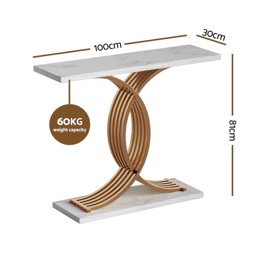 Console Table Marble White Gold 100x30x81cm