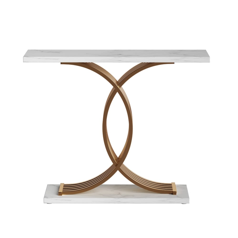 Console Table Marble White Gold 100x30x81cm