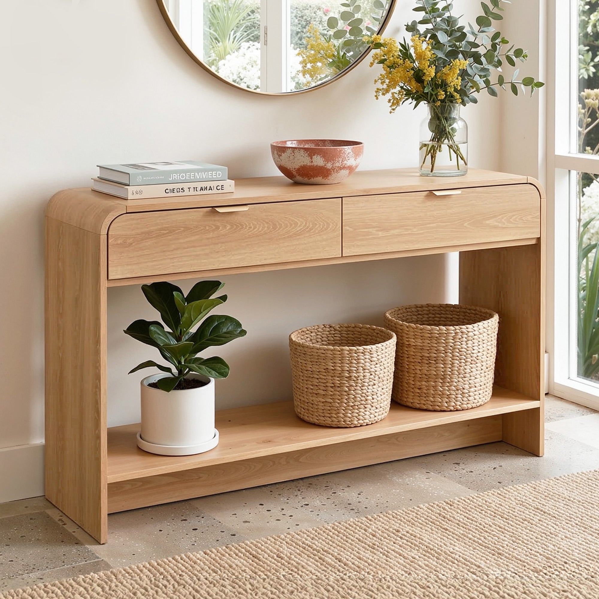 Artiss Console Table Hallway Drawer Shelf 120cm Pine | Simpledeals