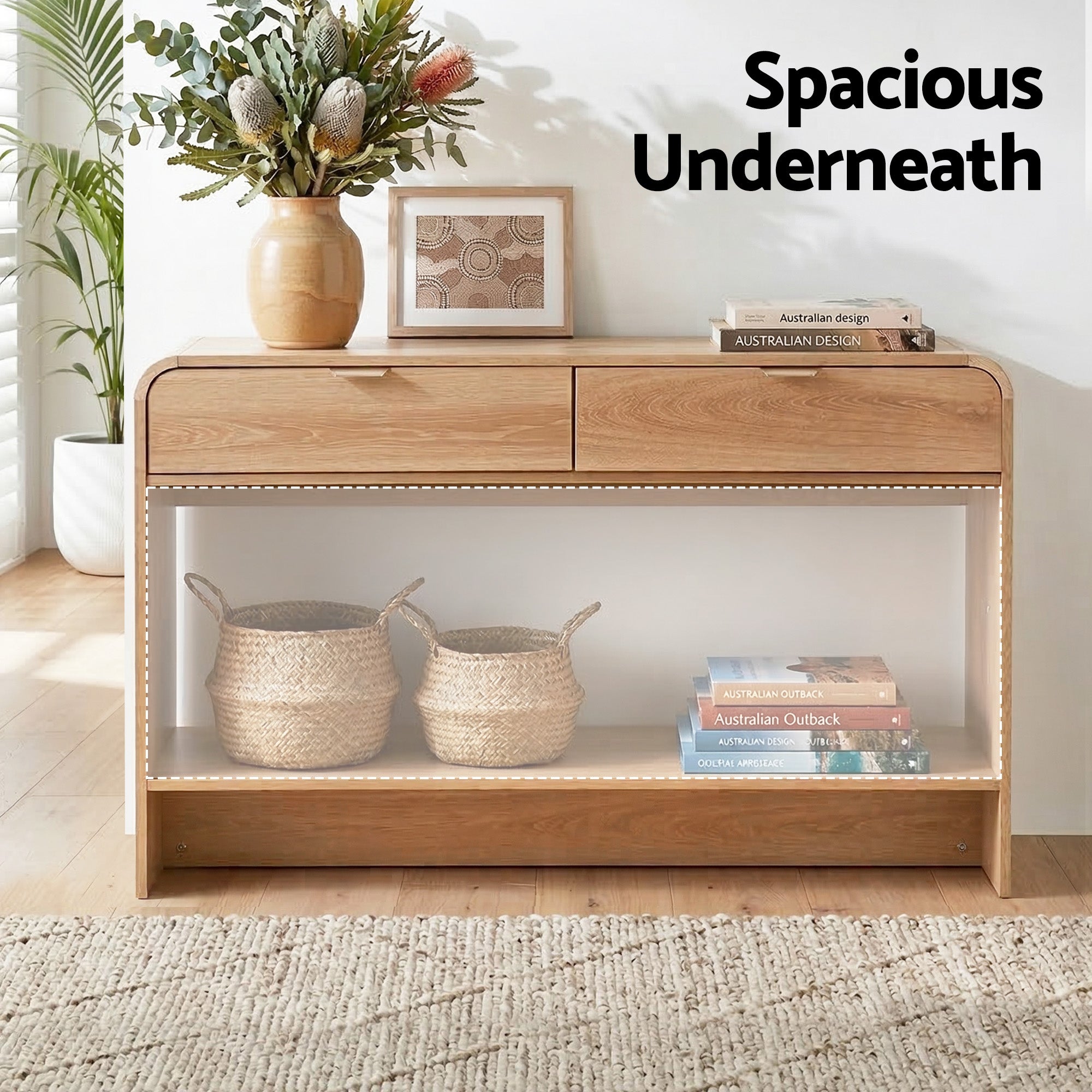 Artiss Console Table Hallway Drawer Shelf 120cm Pine | Simpledeals