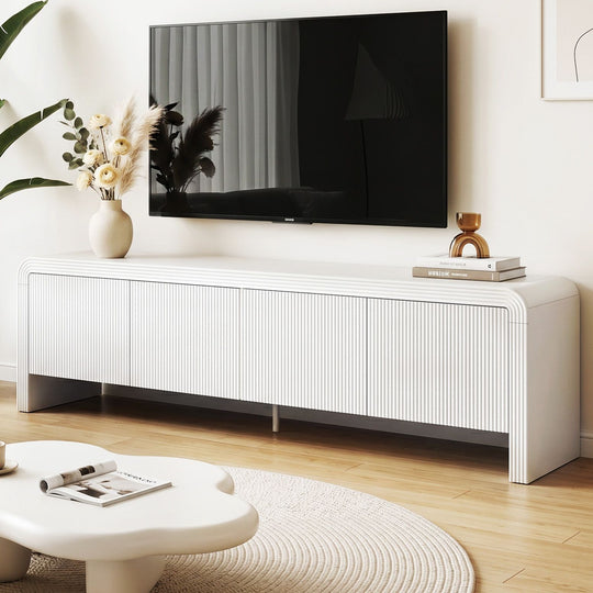 180cm TV Entertainment Unit White Fluted - TV Units
