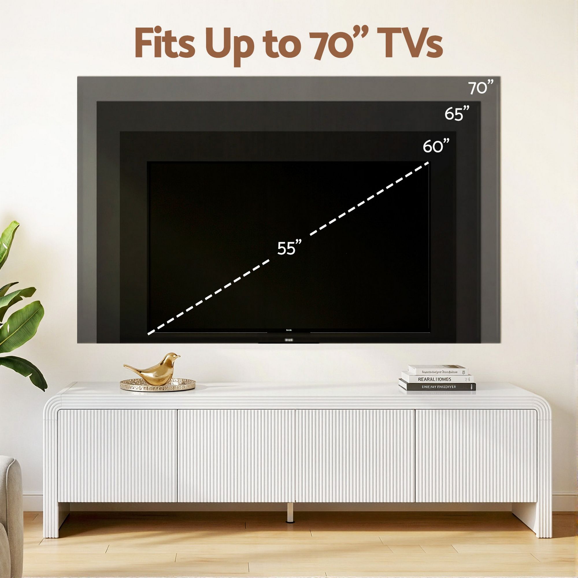 180cm TV Entertainment Unit White Fluted | Simpledeals
