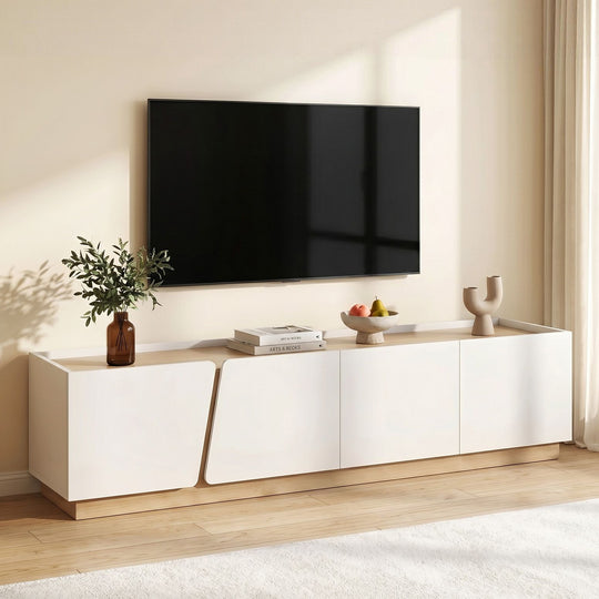 180cm TV Unit Cabinet White Pine Storage - TV Units