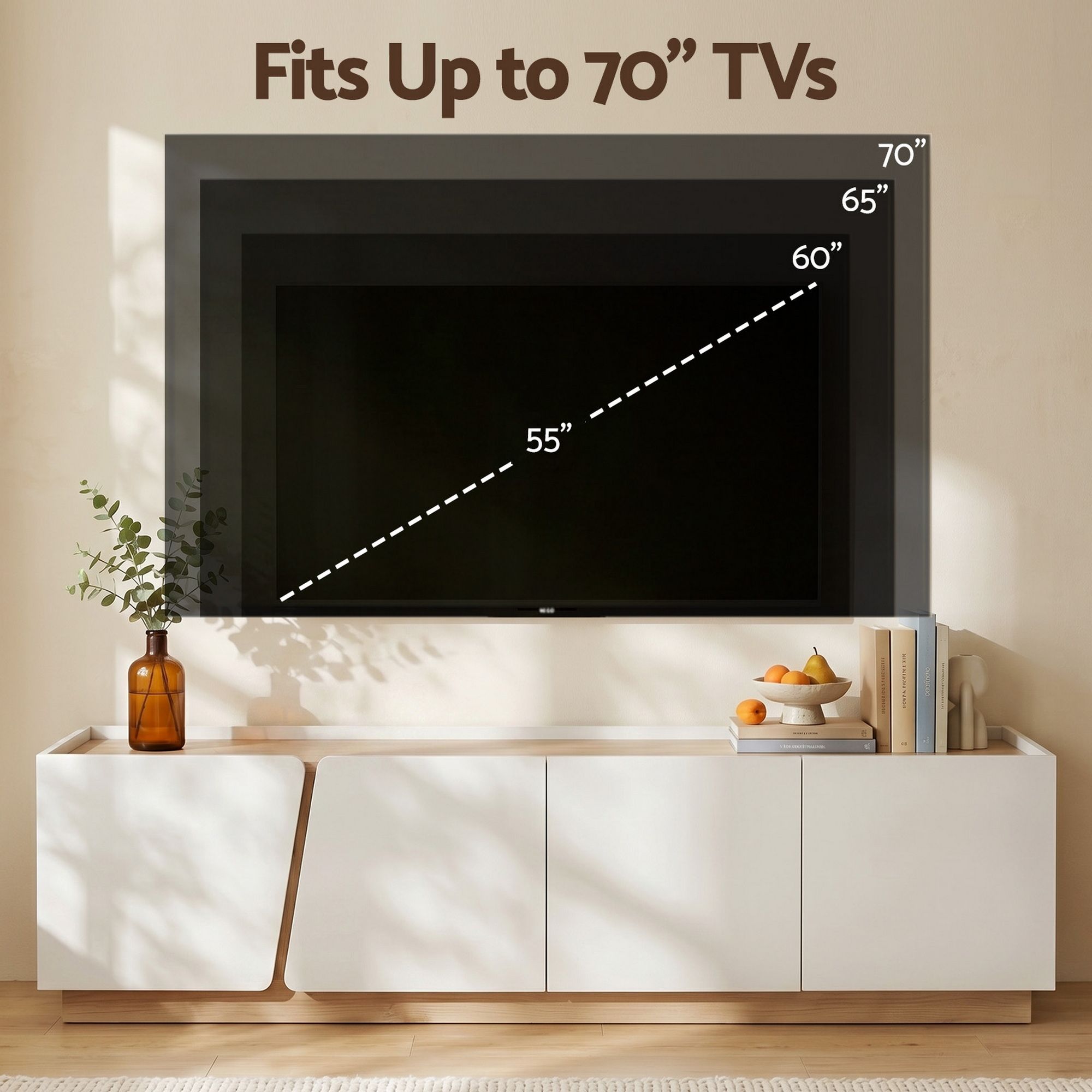 180cm TV Unit Cabinet White Pine Storage | Simpledeals