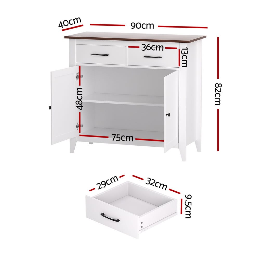 Buffet Storage Cabinet White 90x40x82cm