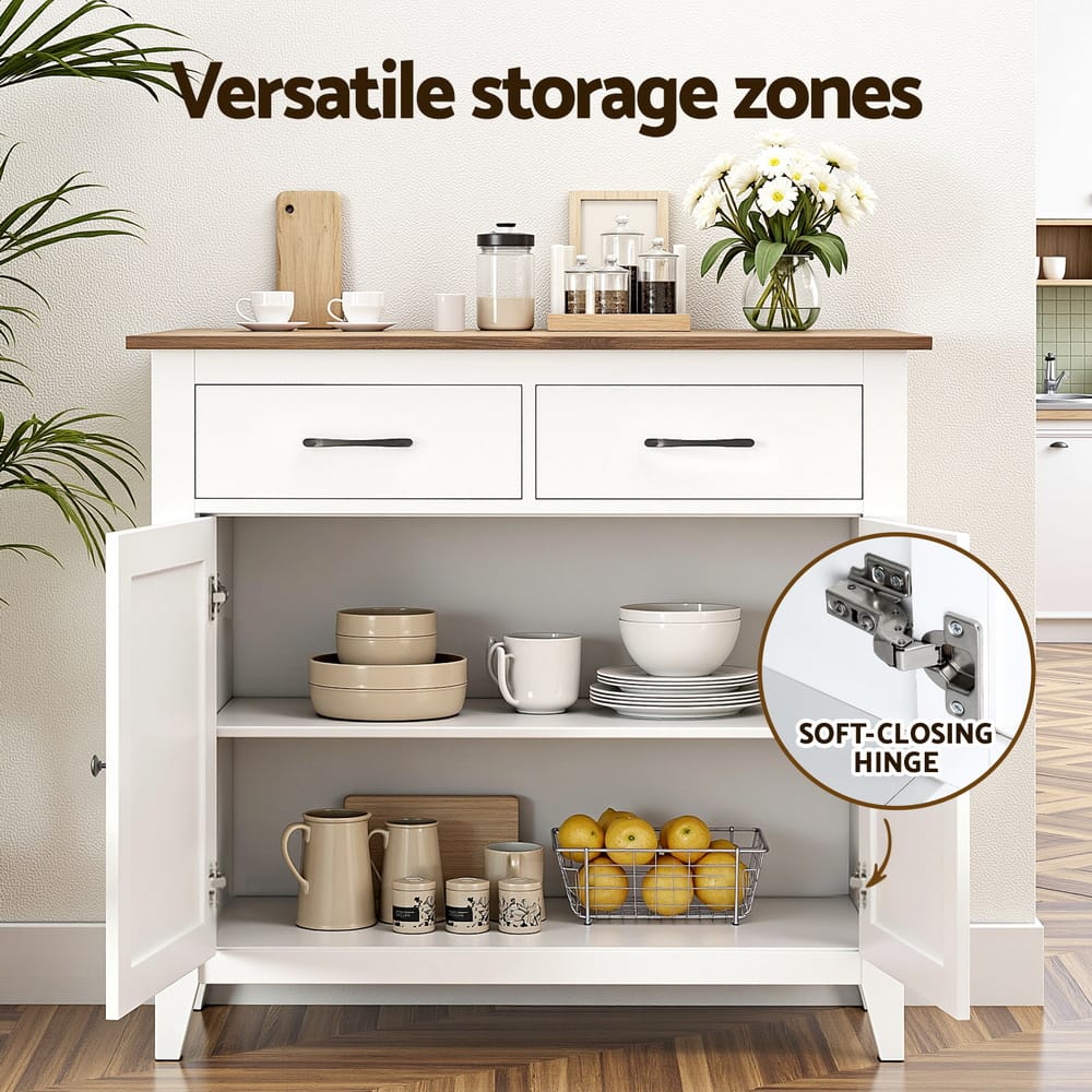 Buffet Storage Cabinet White 90x40x82cm