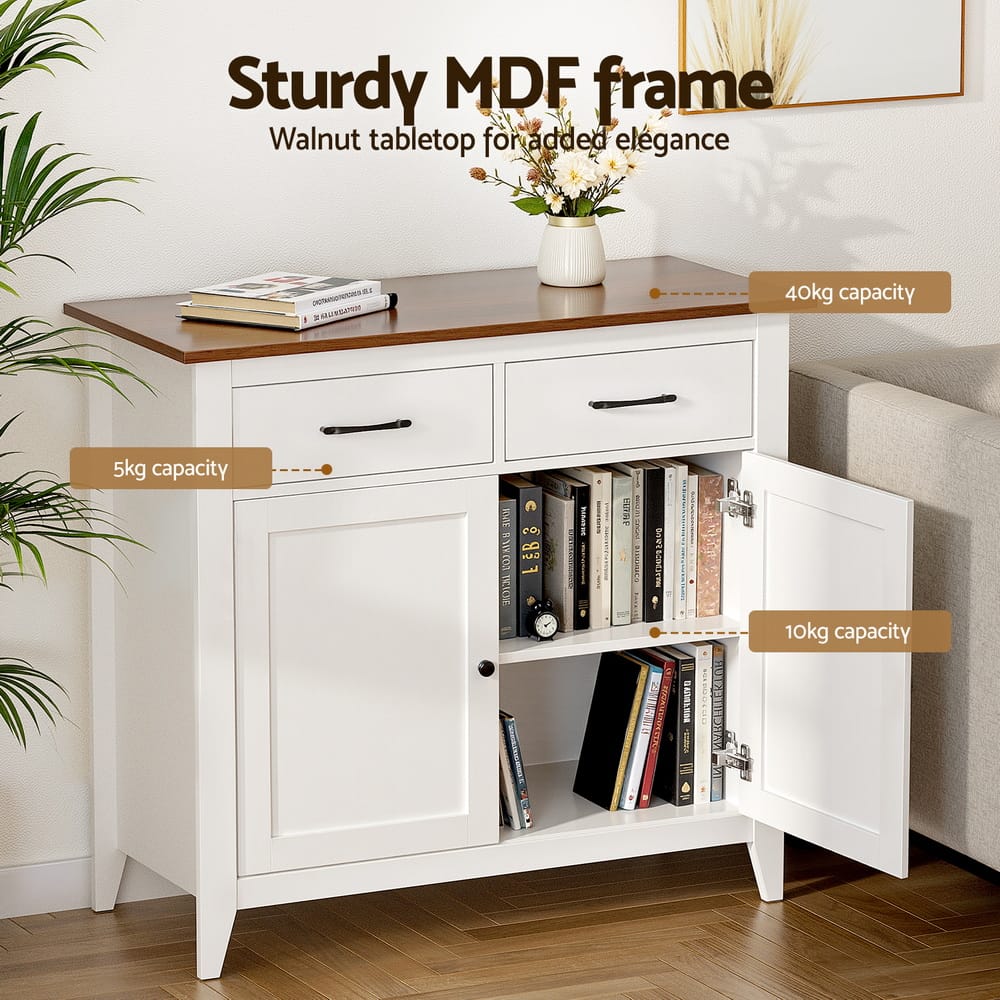 Buffet Storage Cabinet White 90x40x82cm
