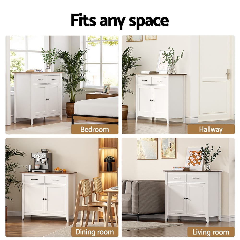 Buffet Storage Cabinet White 90x40x82cm