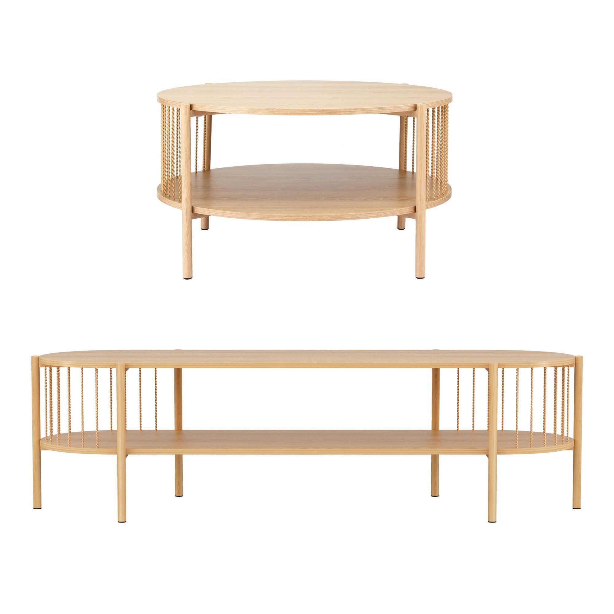 Artiss TV Unit Coffee Table Set Pine Storage | Simpledeals