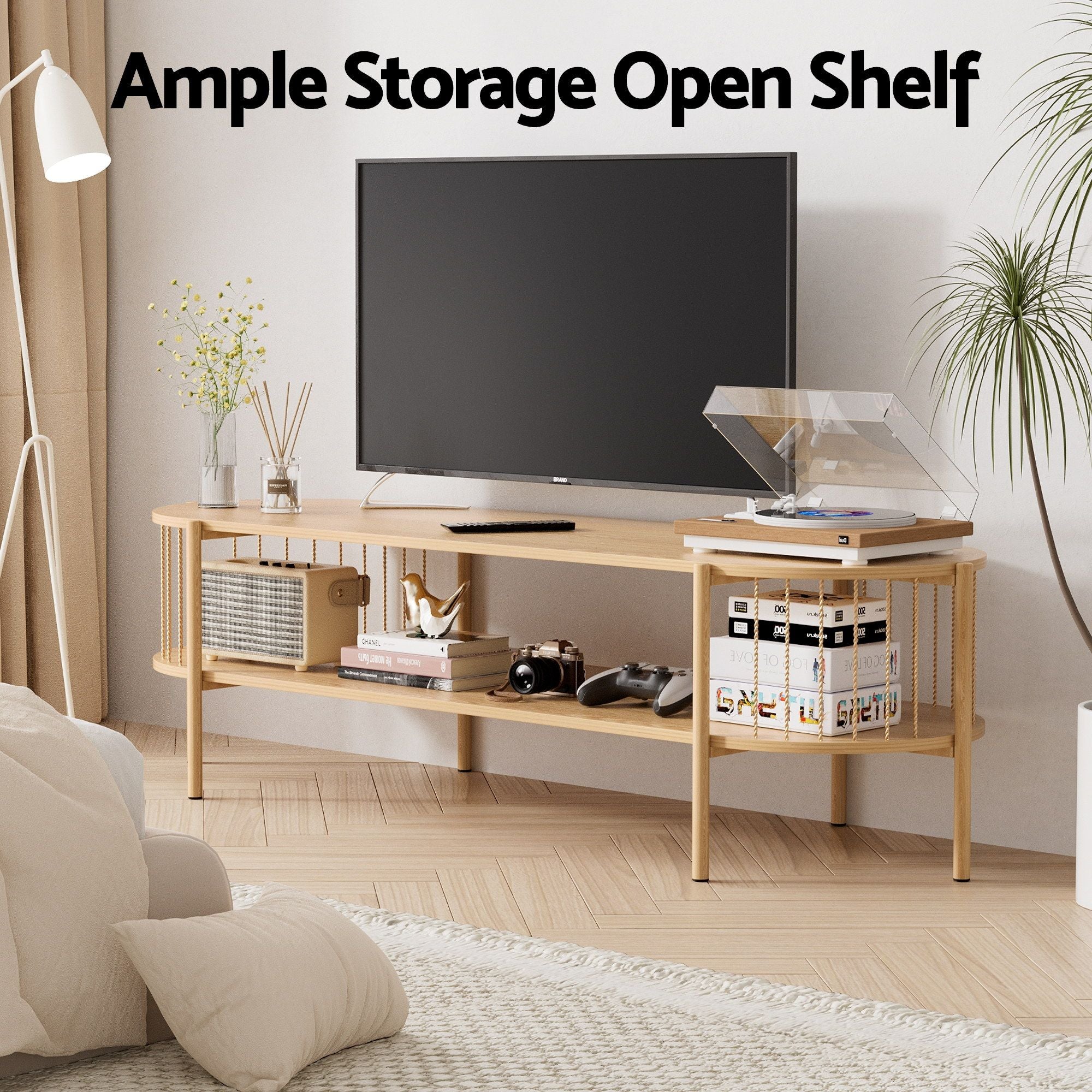 Artiss TV Unit Coffee Table Set Pine Storage | Simpledeals