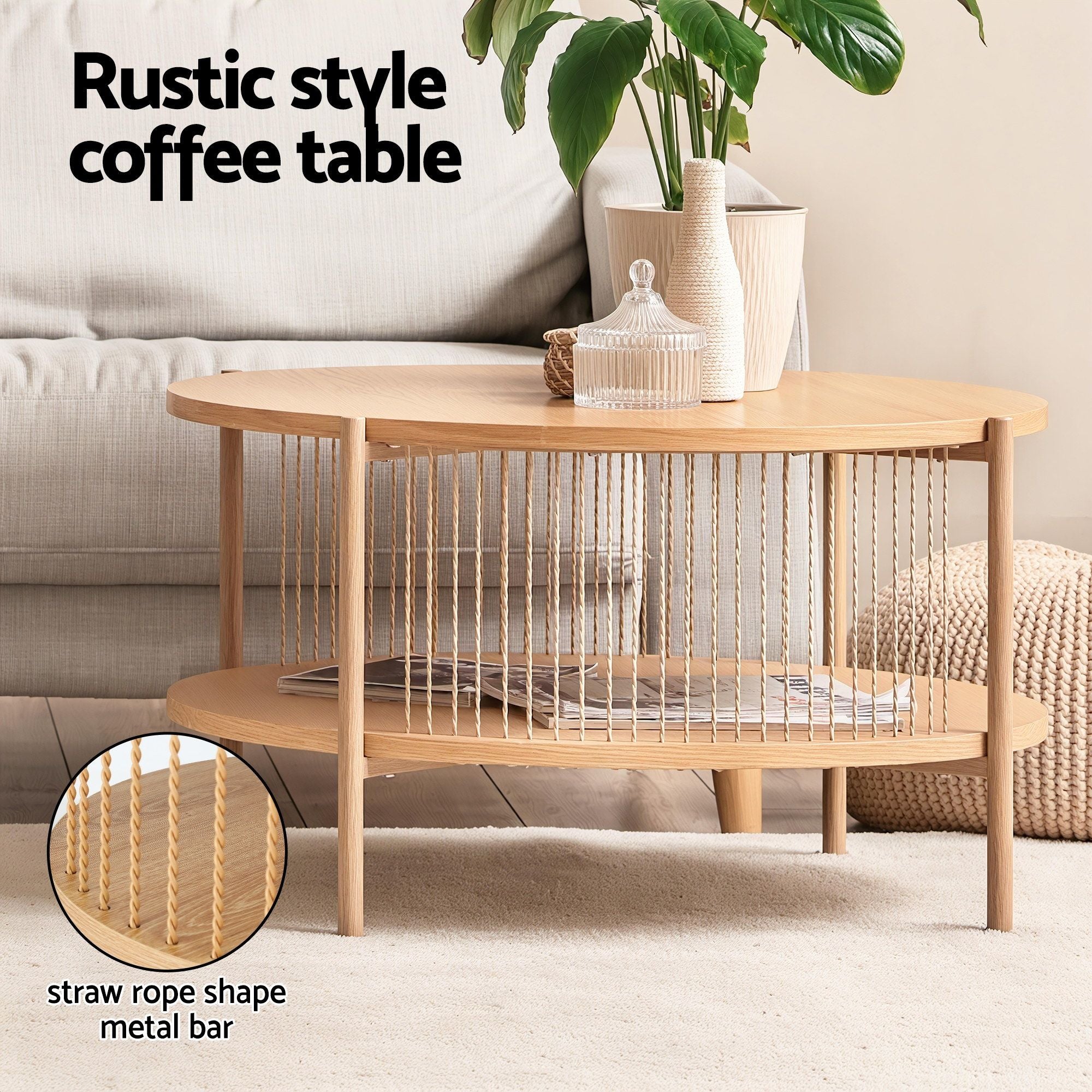 Artiss TV Unit Coffee Table Set Pine Storage | Simpledeals