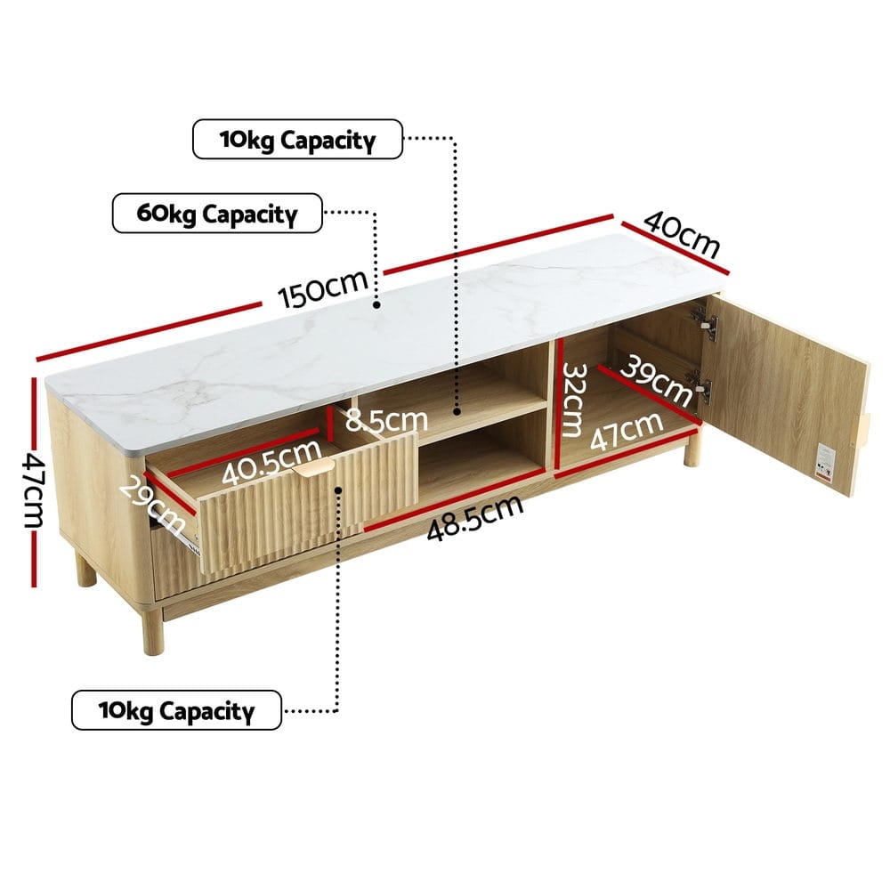 Pine Tv Unit Storage 150x40x47cm