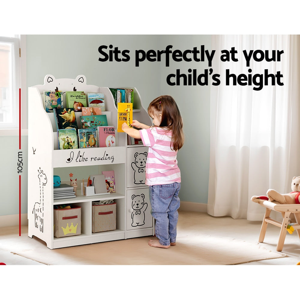 4 Tiers Kids Bookshelf Storage Children Bookcase Toy Organiser Display