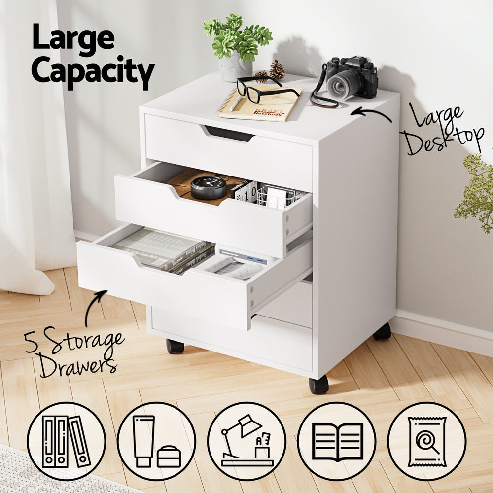 5-Drawer Filing Cabinet Storage Cabinet Chest of Drawers White