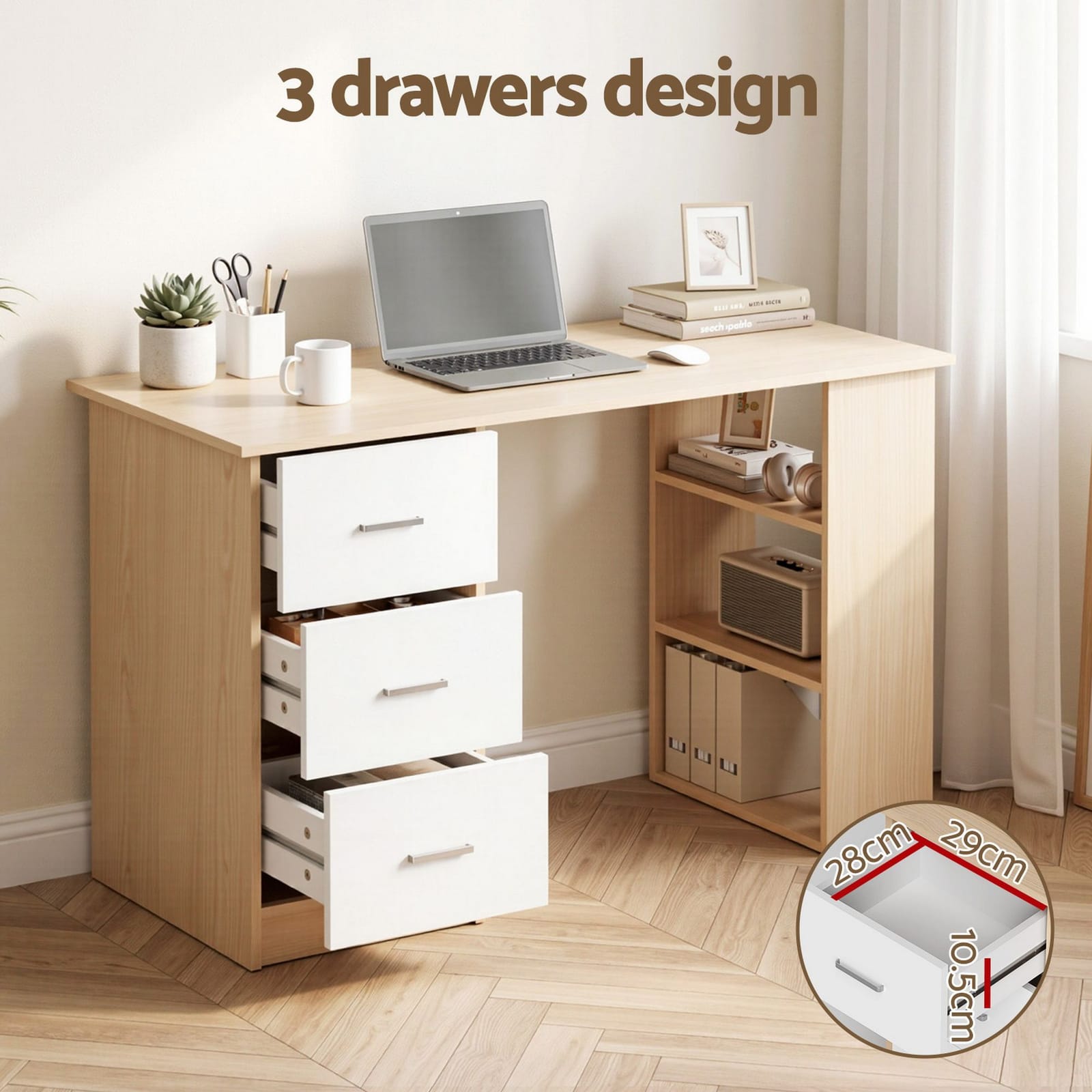 Computer Desk With Drawer Oak White 120x49x75.5cm