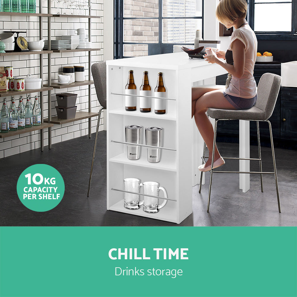 White colour - Bar Table 3-Tier Storage Shelves White
