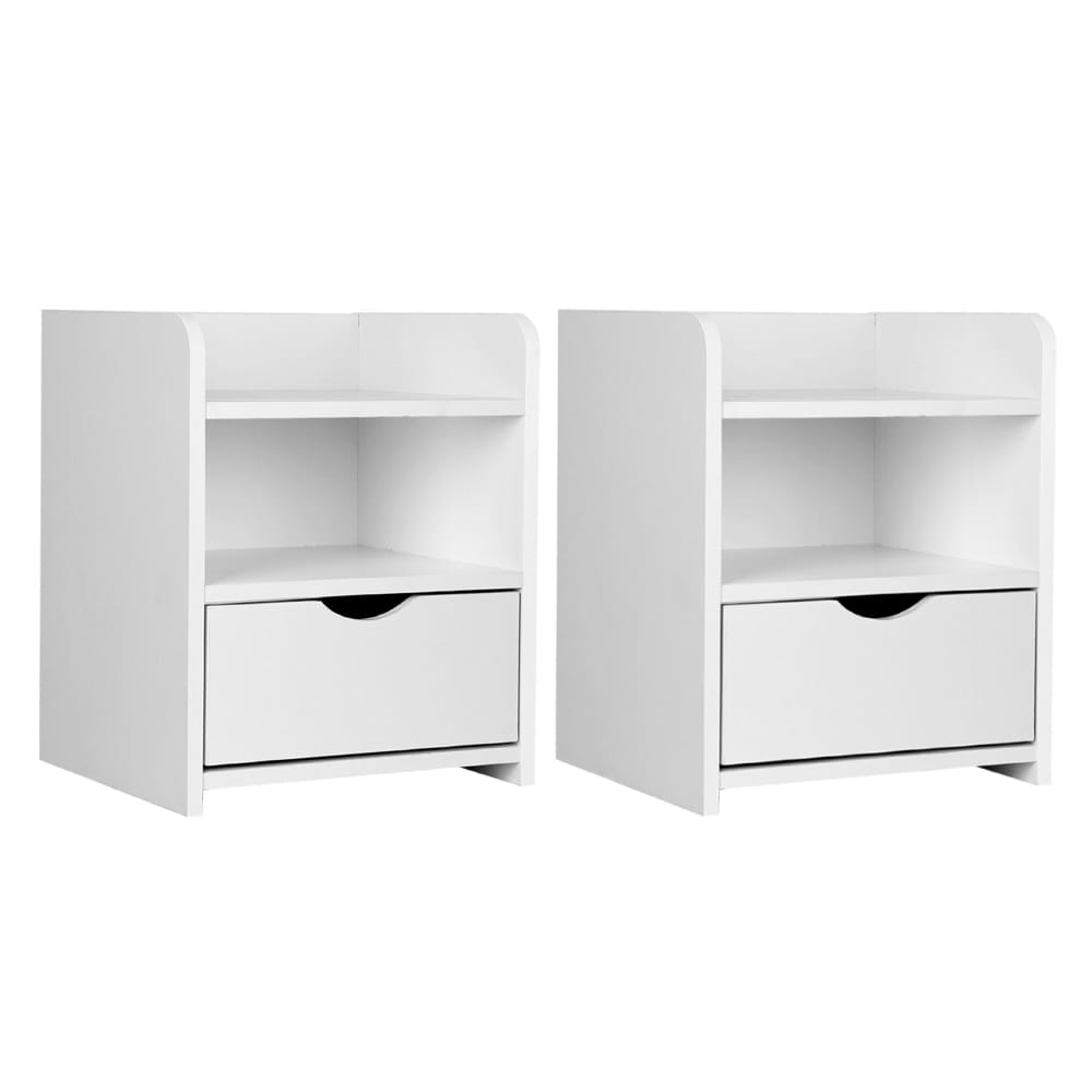 White bedside table 37x34x45cm, side view