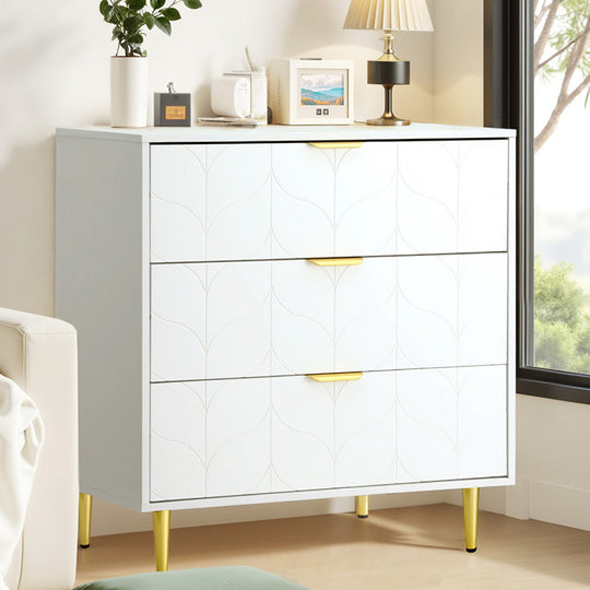 3-Drawer Chest of Drawers Lowboy Cabinet in Classic White Perfect for Bedroom, Living Room