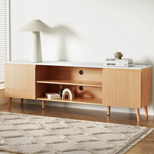 TV Cabinet Entertainment Unit Stand 180CM Pine White