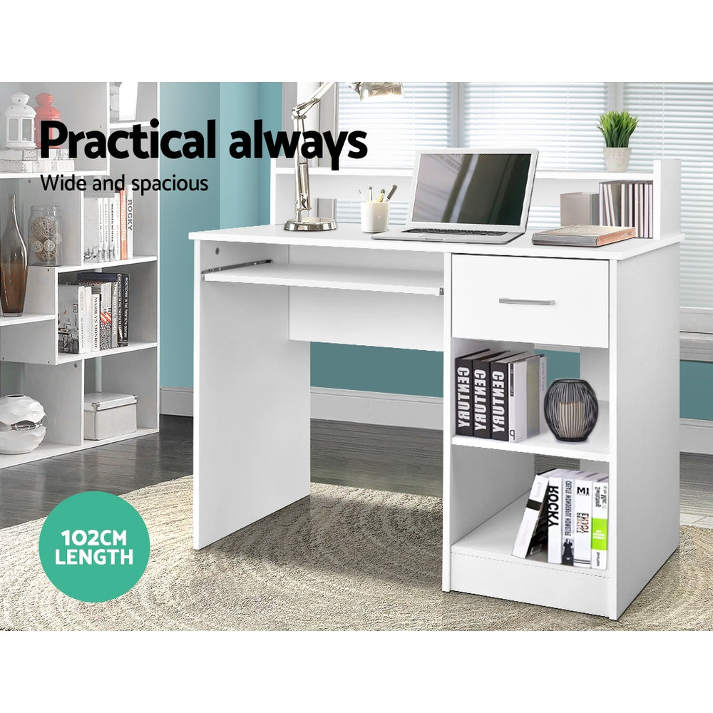 Office Computer Desk with Storage - White