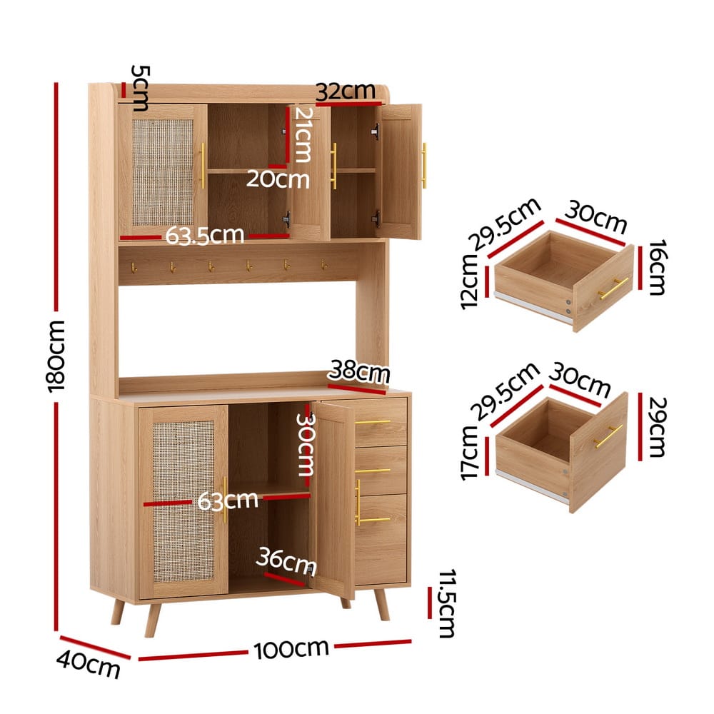 Buffet Sideboard Hutch Storage 100x40x180cm