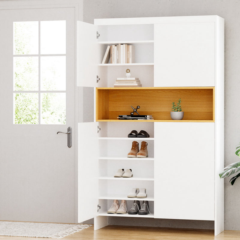 Shoe Rack Storage Cabinet 9 Tiers White