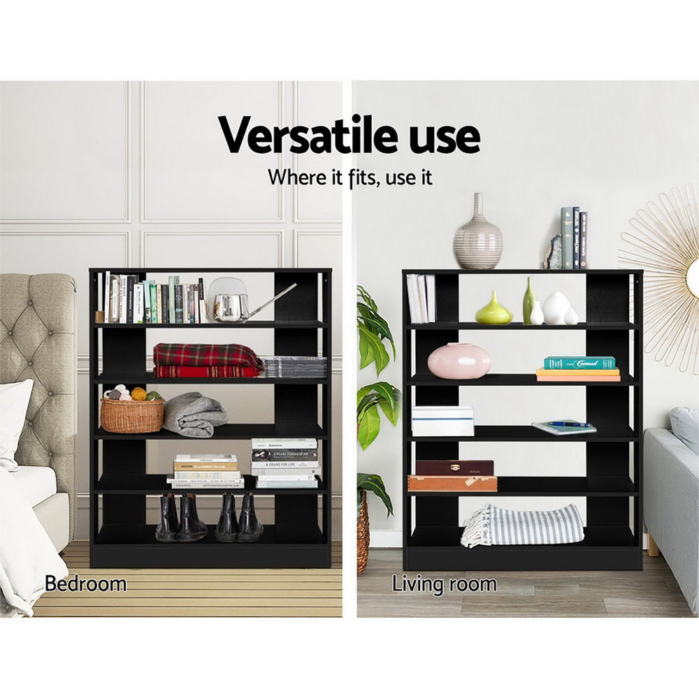 Shoe Rack Cabinet 30 Pairs 6-Tier Shelf Black