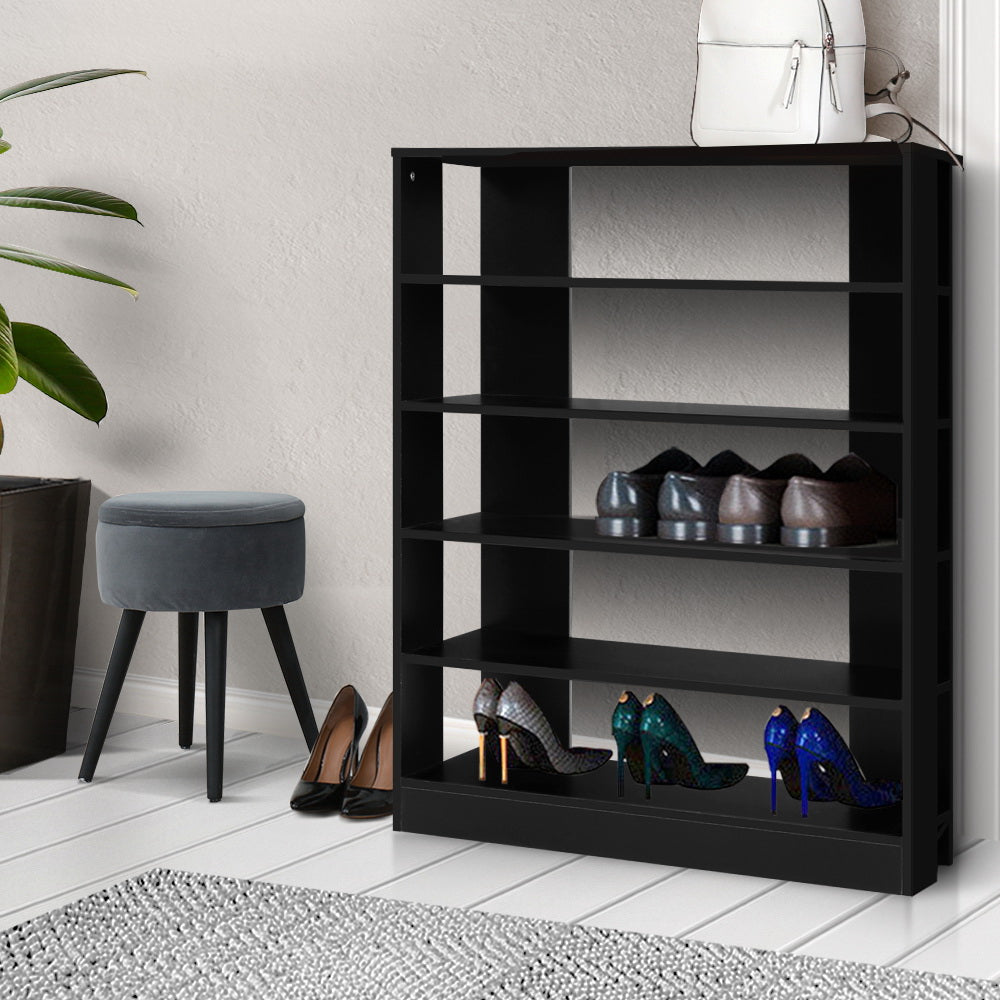 Shoe Rack Cabinet 30 Pairs 6-Tier Shelf Black