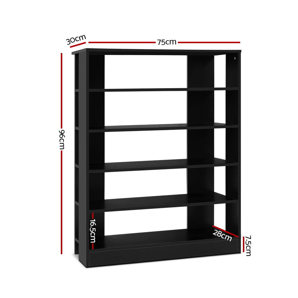 Shoe Rack Cabinet 30 Pairs 6-Tier Shelf Black