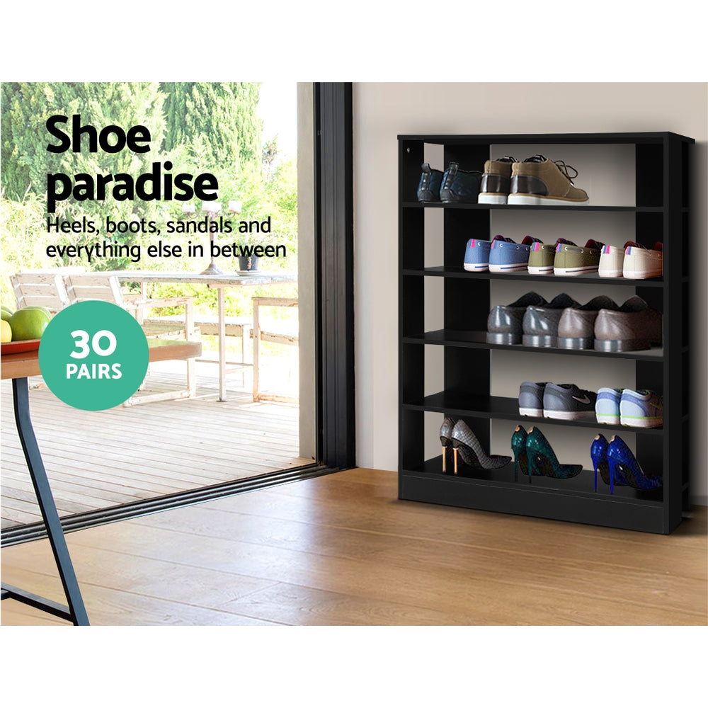 Shoe Rack Cabinet 30 Pairs 6-Tier Shelf Black